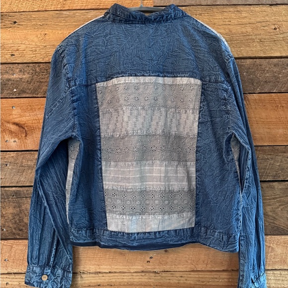 Boho Boutique Cropped Denim Button Top/Jacket Size L NWT - Picture 9 of 12